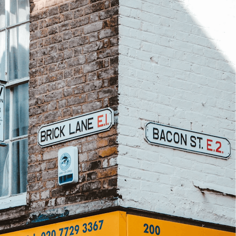 Discover the vintage fashion and street art of Brick Lane, a short walk away