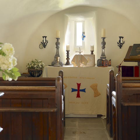 Take a moment for gratitude in the castle's private chapel