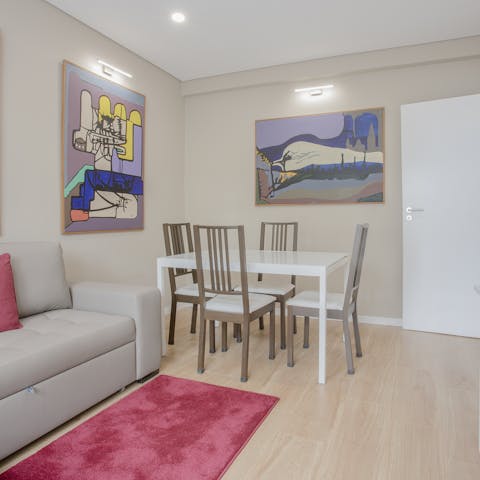 Dine together at this welcoming table in the social living area