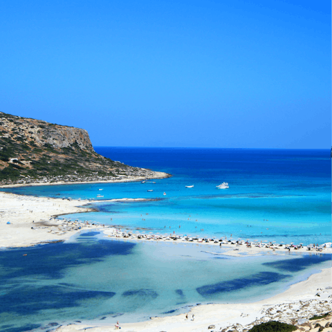 Immerse yourself in the mythical beauty of Crete, with a sandy beach just moments away