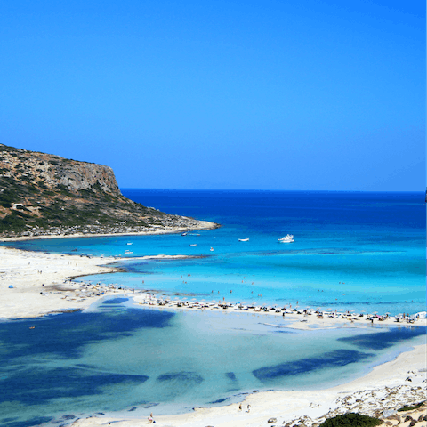 Immerse yourself in the mythical beauty of Crete, with a sandy beach just moments away