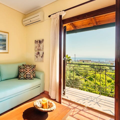 Enjoy beautiful views from the sun dappled living room