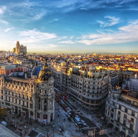 Go shopping along Gran Vía, twenty-three minutes away on foot