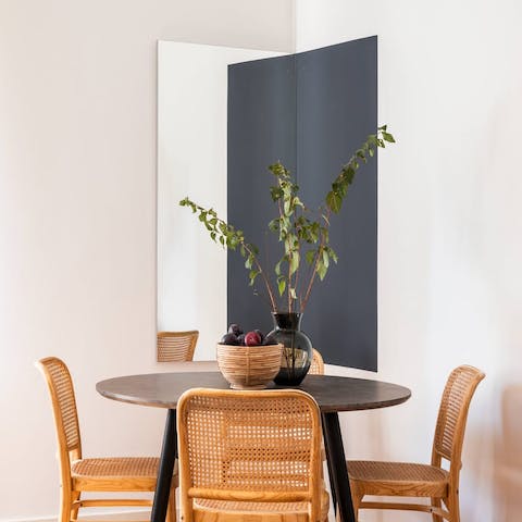Gather together for a homemade tapas feast in the bright dining area