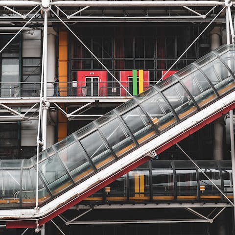 Visit Europe's largest collection of modern and contemporary art at the Pompidou Centre, a seventeen-minute walk away