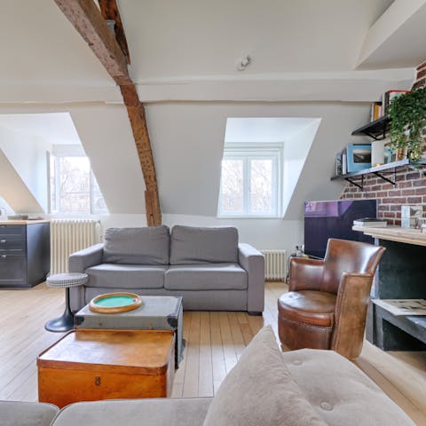 Curl up with a book in the open-plan living area