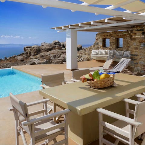 Look forward to alfresco lunches under the shaded pergola