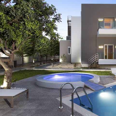 Watch your worries fade away from the Jacuzzi