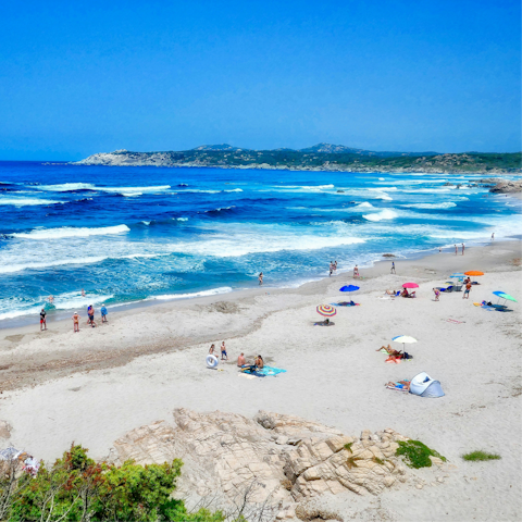 Stretch out on Santa Teresa di Gallura's sandy beach, 25km away