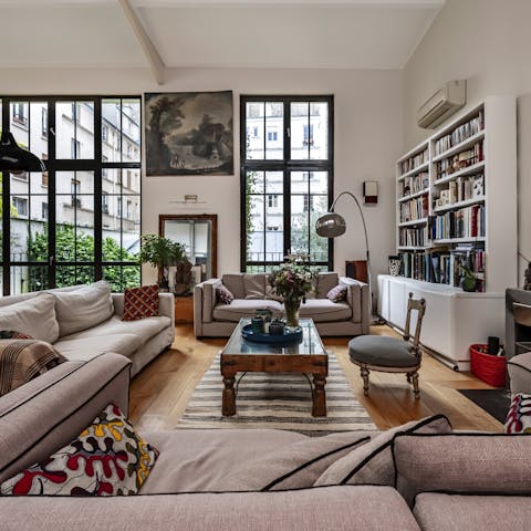 Slow down with a book while relaxing in the living room