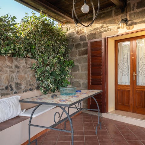 Enjoy a morning coffee or evening cocktail alfresco