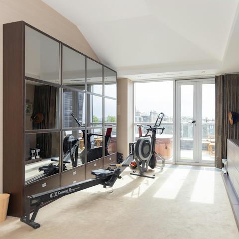 Make use of the ergo and exercise bike after an evening of excess