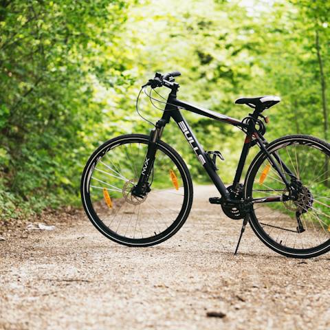 Head off on your bikes and then store them safely in the garden shed