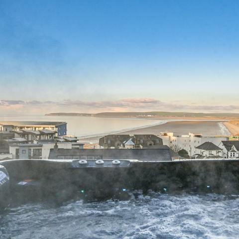 Marvel at the ocean views from within the perched hot tub