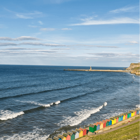 Spend days on Whitby beach – a short six-minute walk away