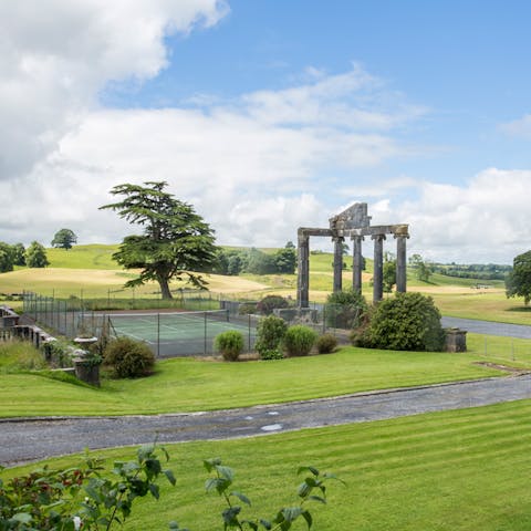 Play tennis on the private court