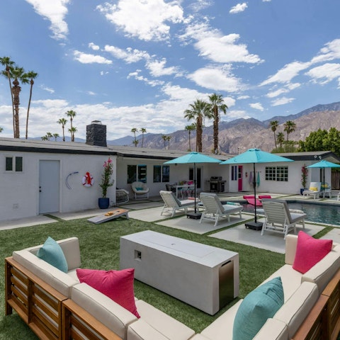 Enjoy an evening cocktail around the outdoor sofas