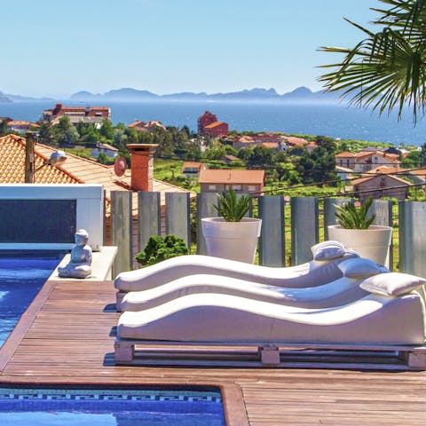 Lounge by the pool to glorious sea views on Nannette chaise loungers perfectly sculpted to your body