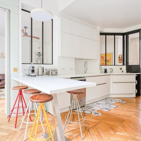 Rustle up brunch in the sleek, modern kitchen