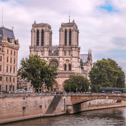 Stay in Paris’s Latin Quarter and visit the iconic Notre Dame, a short stroll away