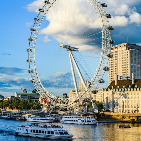 Stroll down to the River Thames and the London Eye, just four minutes away