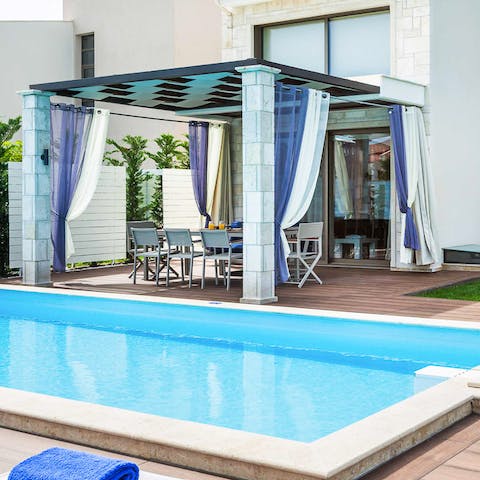 Enjoy your post-swim meal in this dreamy space