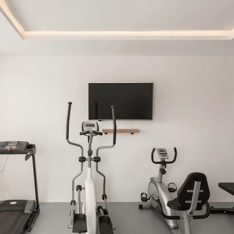 Enjoy a workout in the well-equipped home gym