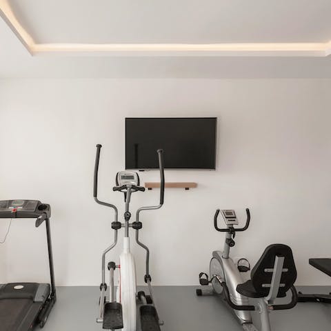 Enjoy a workout in the well-equipped home gym