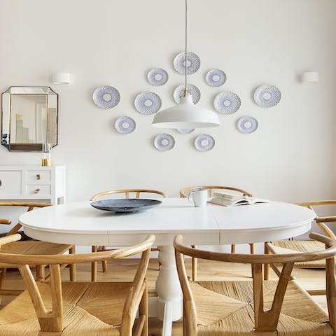 Sip a strong espresso at the dining table as you plan your itinerary for the day