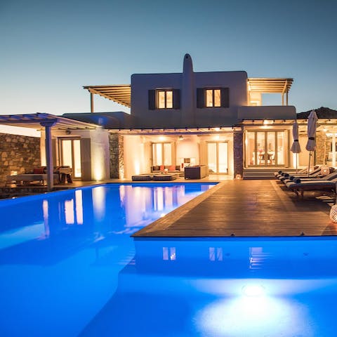 Take a twilight dip in the swimming pool