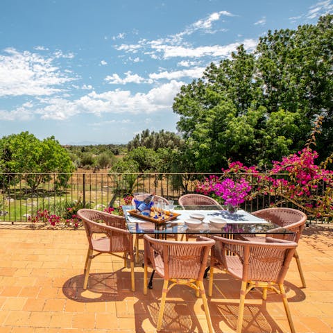 Bring out the Spanish tortillas and breakfast alfresco to appreciate the beautiful view