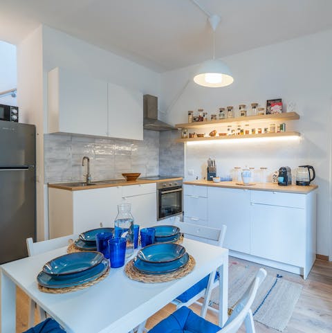 Rustle up cannoli for dinner in the cosy kitchen