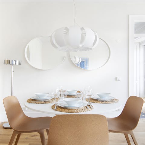 Sit down for convivial meals in the bright and airy dining area