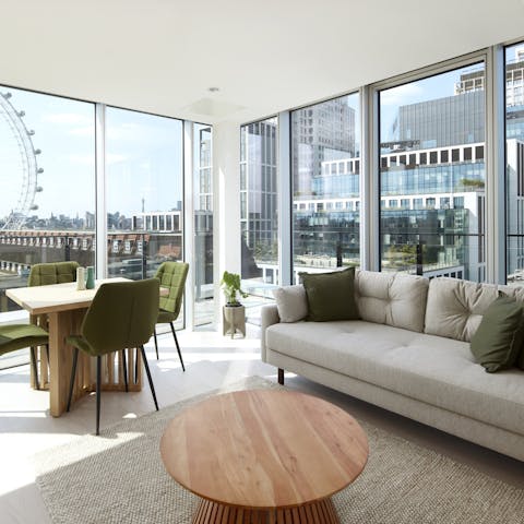 Unwind in the light-filled living space, perfect for dining or chilling on the sofa