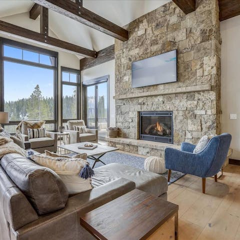 Light the fire and enjoy the views from the living room