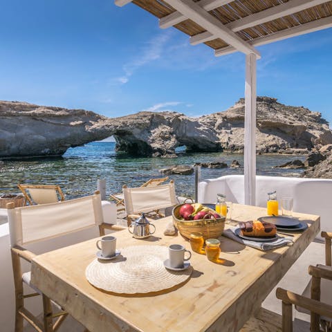 Dine by the sea on the private terrace