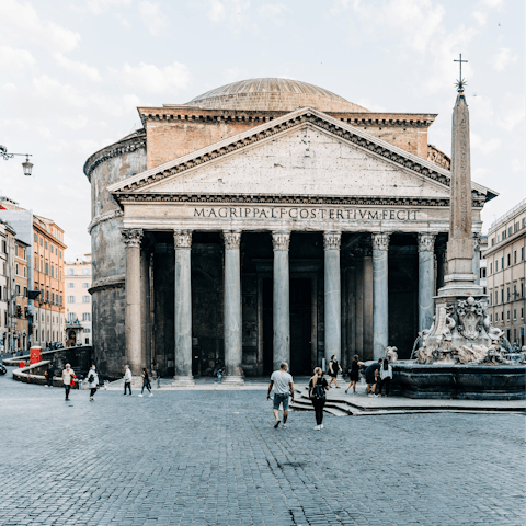 Admire the ancient Pantheon, a ten-minute walk from this home