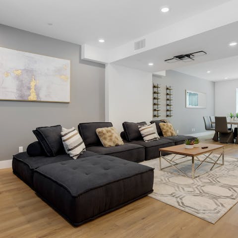 Recline on the stylish modular sofa