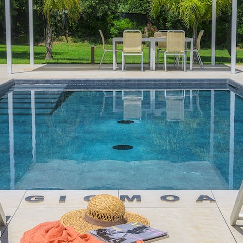Cool off in the home's private pool