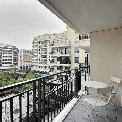 Enjoy breakfast on the private balcony