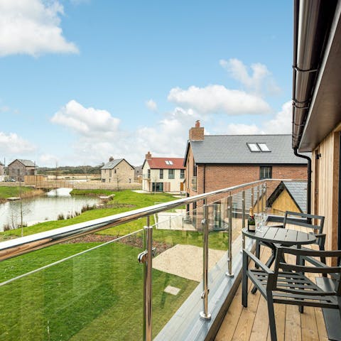 Sip your coffee and drink in the lake views from the private balcony