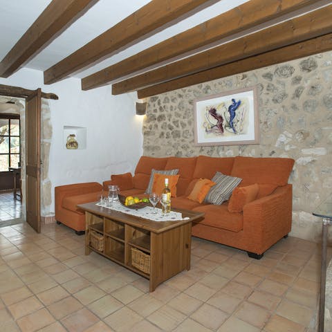 Look forward to lounging in the rustic living space on cooler evenings