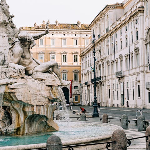 Wander through picturesque Piazza Navona, just a ten-minute walk away