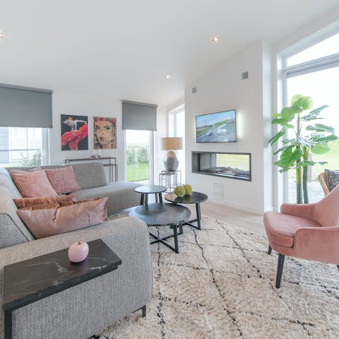 Light the fireplace and get comfy in the lounge