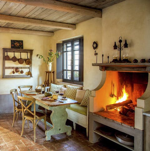 Cosy up around the open fire on cool nights