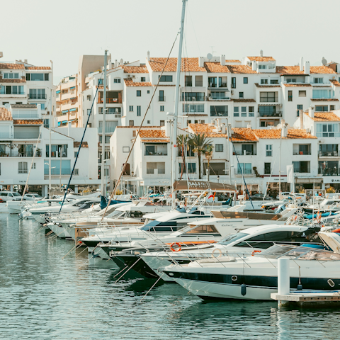 Drive ten minutes to boutiques and bars in Puerto Banus