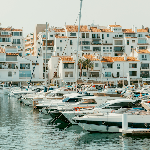 Drive ten minutes to boutiques and bars in Puerto Banus