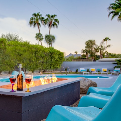 Gather around the fire pit after dark