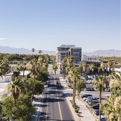 Explore downtown Palm Springs, a four-minute drive away