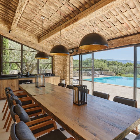 Serve up fresh local fare at the poolside dining area